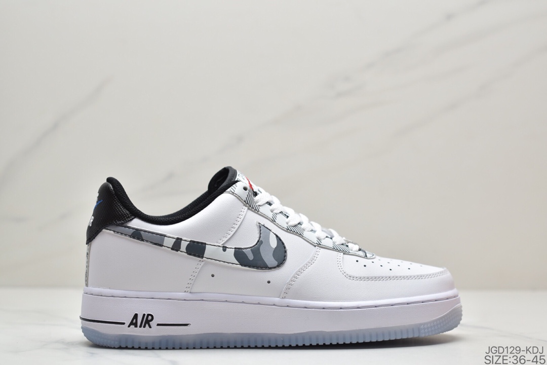 180 耐克NK Air Force 1 Low 白黑迷彩勾 空军一号低帮百搭休闲运动板鞋  DB1997-100