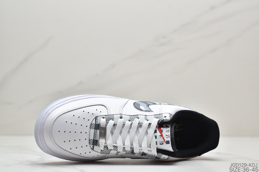 180 耐克NK Air Force 1 Low 白黑迷彩勾 空军一号低帮百搭休闲运动板鞋  DB1997-100